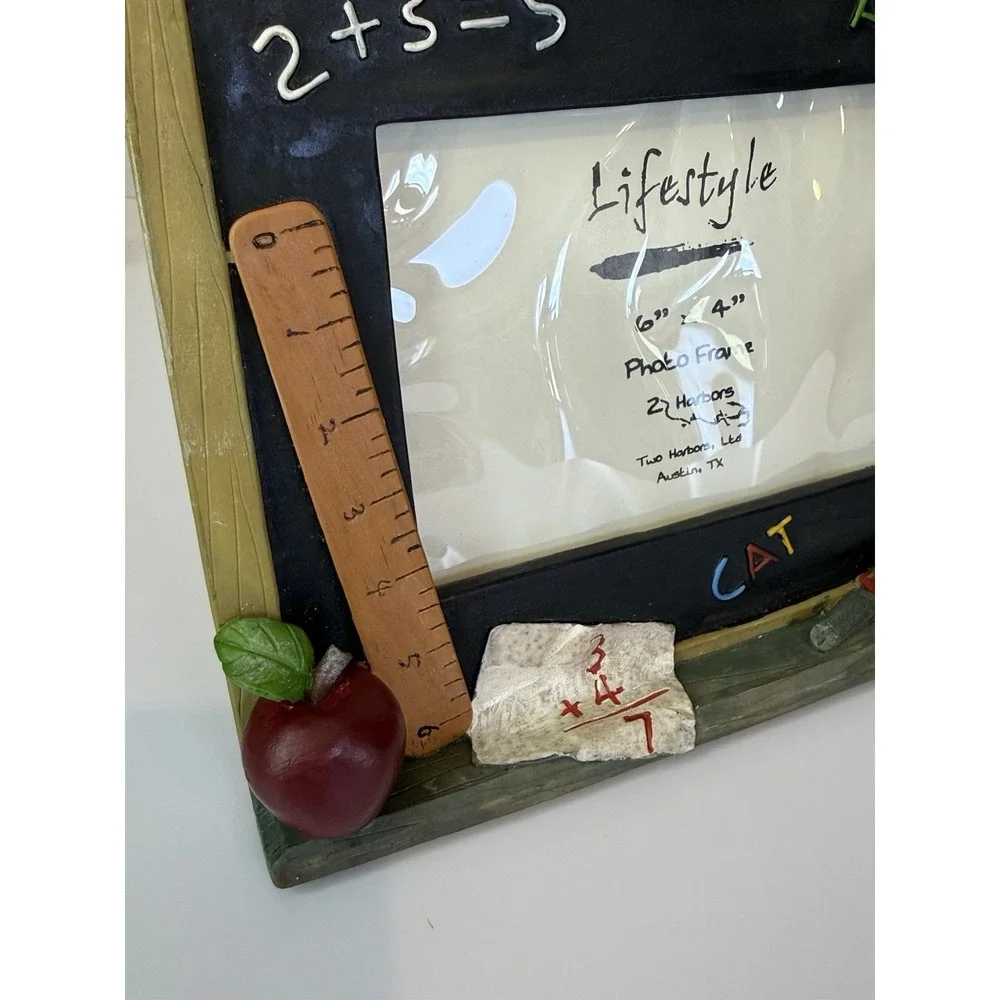 Teacher Classroom Chalkboard Picture Frame 6x4 Apple Ruler School Decor